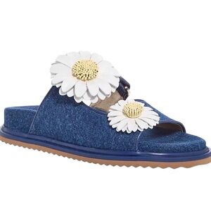 Sophia Webster Margarita Daisy Slide Sandals Denim Size-US 8.5/EUR 39 NIB
